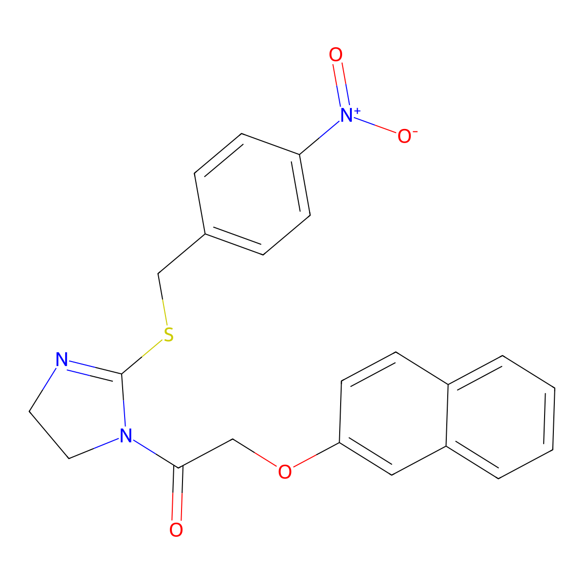 2-Naphthalen-2-yloxy-1-[2-[(4-nitrophenyl)methylsulfanyl]-4,5-dihydroimidazol-1-yl]ethanone molecular structure, CAS 851802-46-5