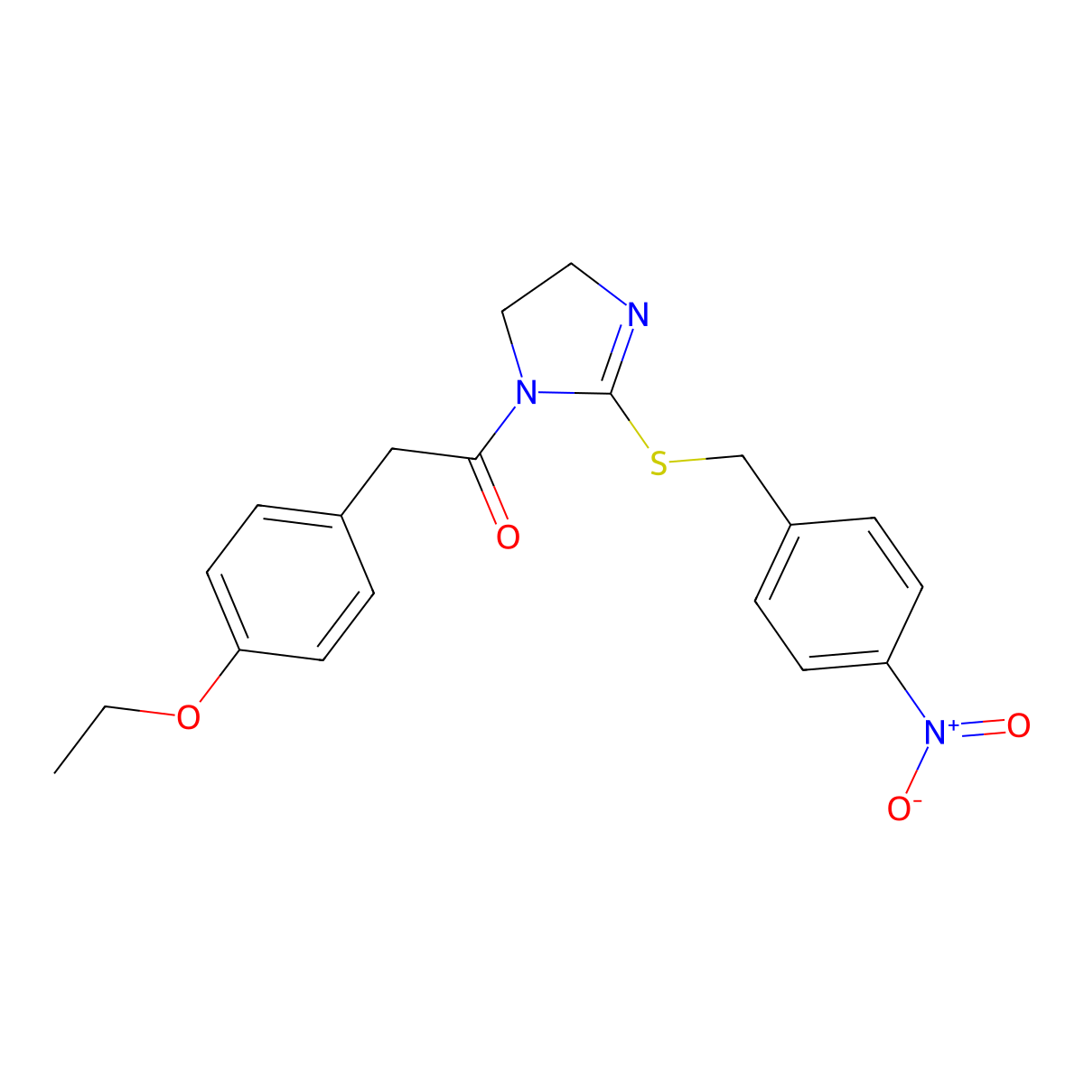 2-(4-Ethoxyphenyl)-1-[2-[(4-nitrophenyl)methylsulfanyl]-4,5-dihydroimidazol-1-yl]ethanone molecular structure, CAS 851802-50-1