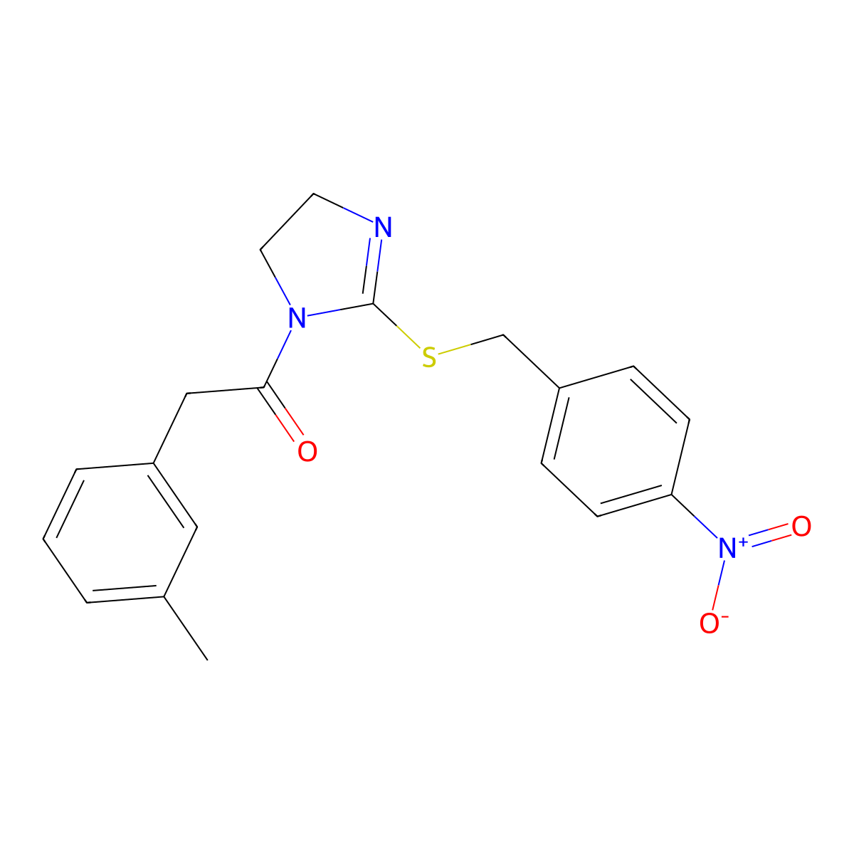 2-(3-Methylphenyl)-1-[2-[(4-nitrophenyl)methylsulfanyl]-4,5-dihydroimidazol-1-yl]ethanone molecular structure, CAS 851802-52-3