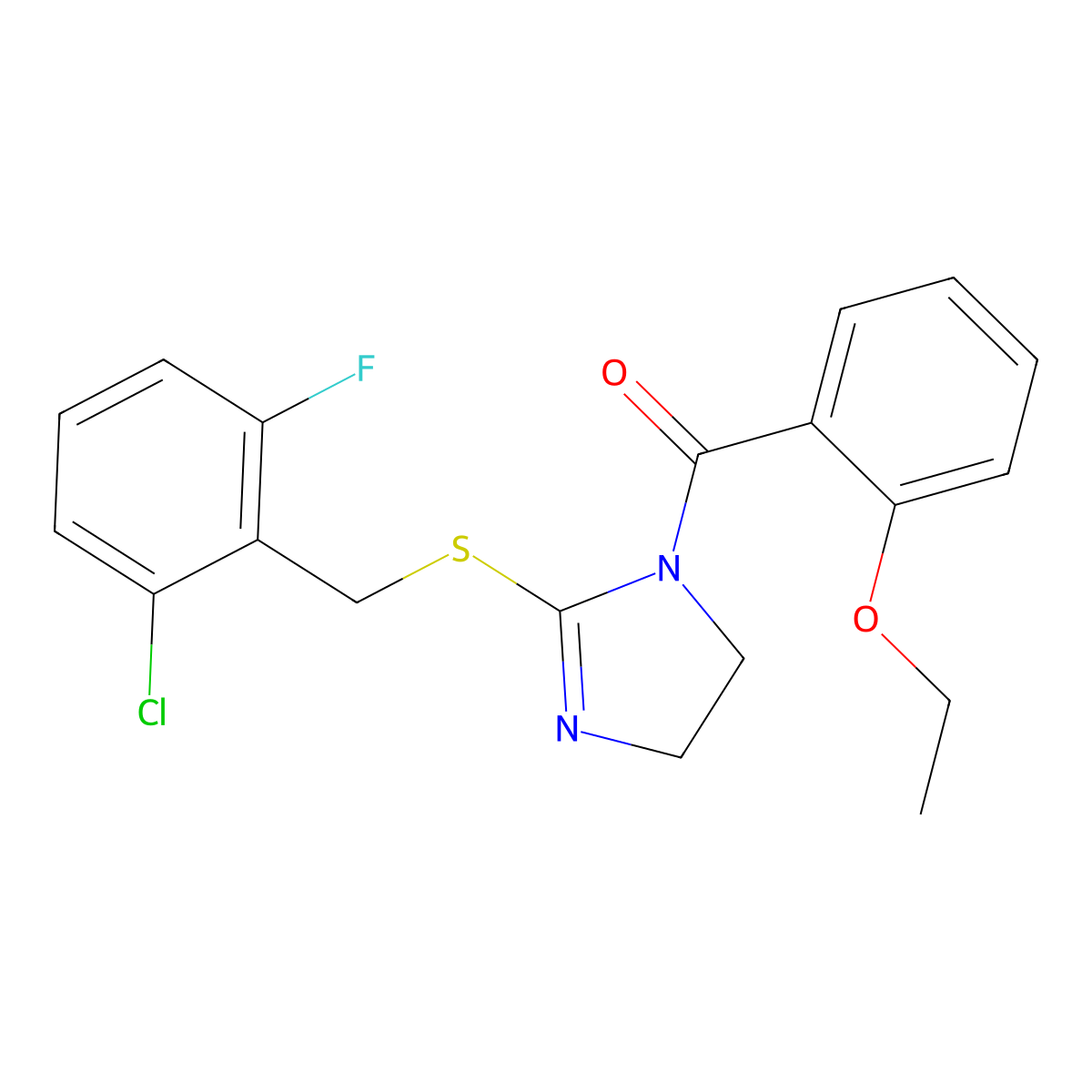 (2-((2-chloro-6-fluorobenzyl)thio)-4,5-dihydro-1H-imidazol-1-yl)(2-ethoxyphenyl)methanone molecular structure, CAS 851802-77-2