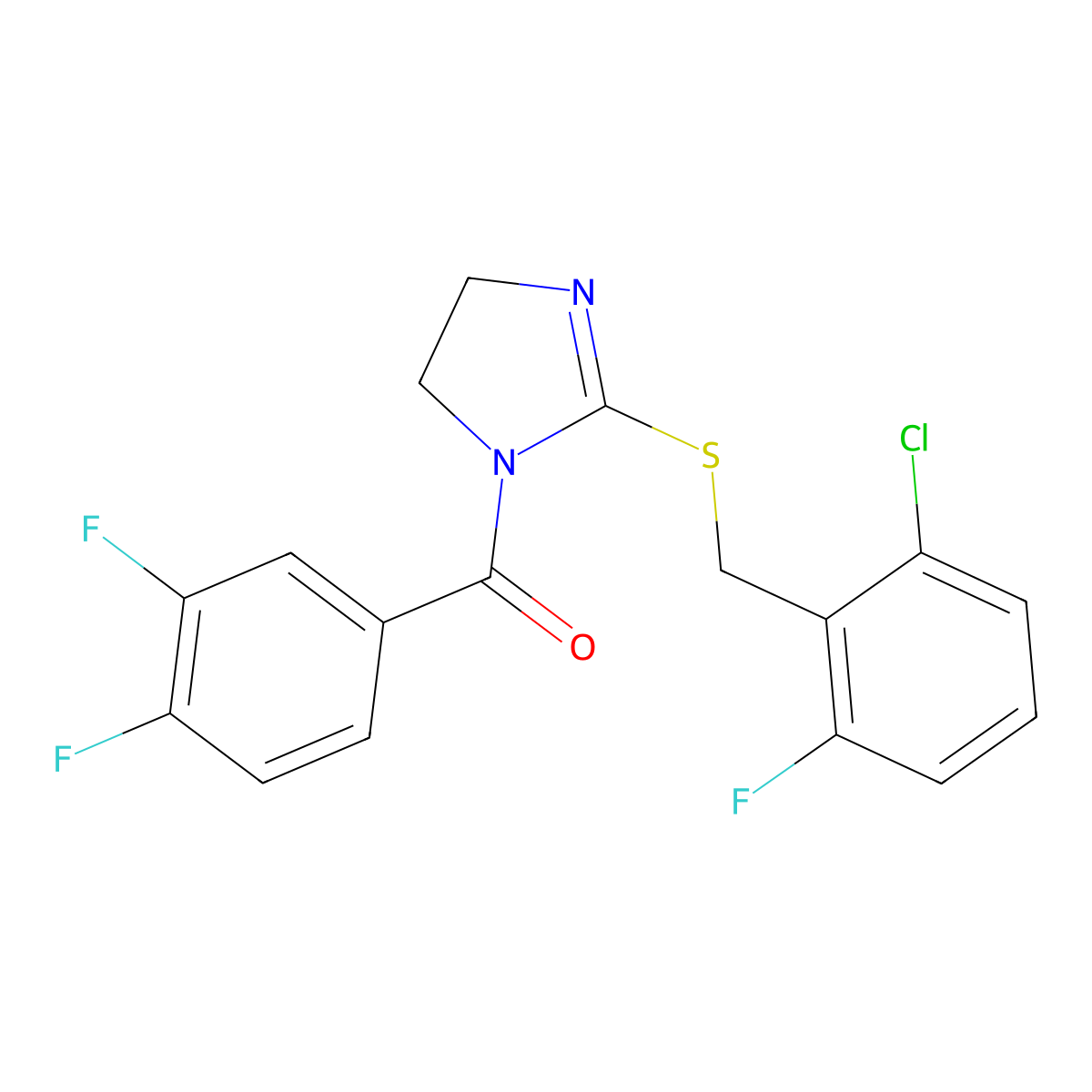 [2-[(2-Chloro-6-fluorophenyl)methylsulfanyl]-4,5-dihydroimidazol-1-yl]-(3,4-difluorophenyl)methanone molecular structure, CAS 851802-92-1