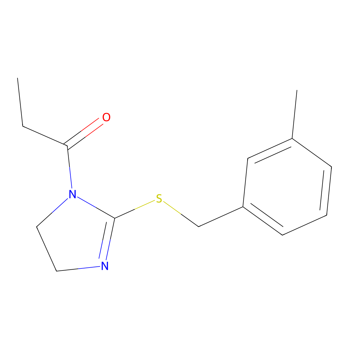 1-(2-((3-methylbenzyl)thio)-4,5-dihydro-1H-imidazol-1-yl)propan-1-one molecular structure, CAS 851803-12-8