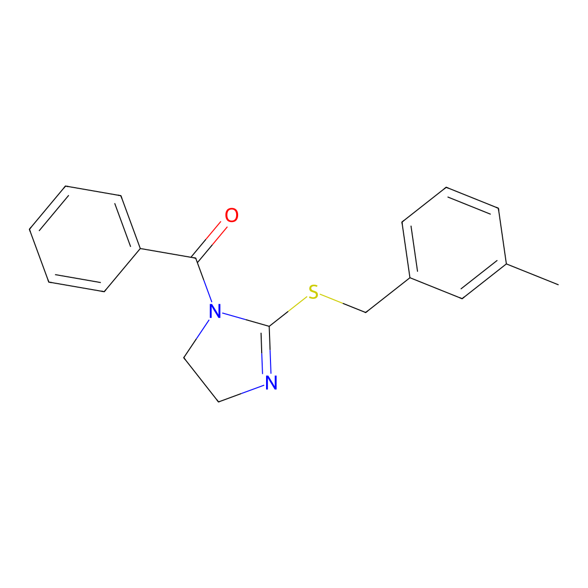 (2-((3-methylbenzyl)thio)-4,5-dihydro-1H-imidazol-1-yl)(phenyl)methanone molecular structure, CAS 851803-17-3