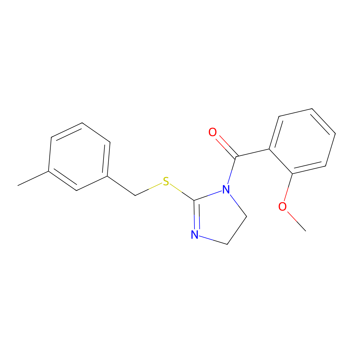 (2-methoxyphenyl)(2-((3-methylbenzyl)thio)-4,5-dihydro-1H-imidazol-1-yl)methanone molecular structure, CAS 851803-23-1