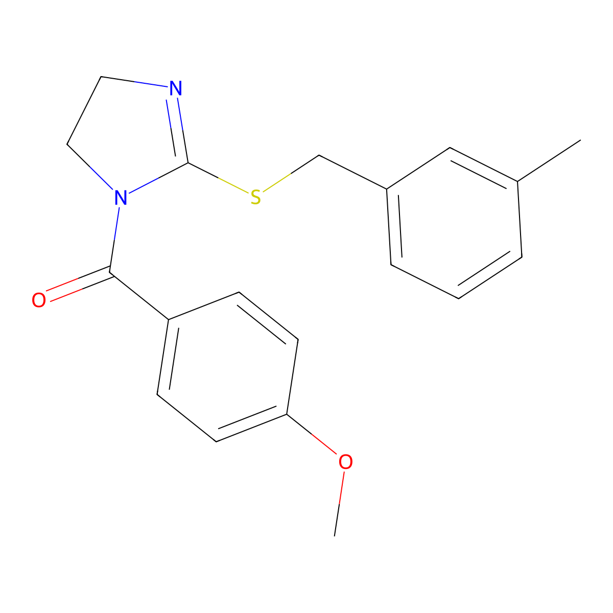 (4-Methoxyphenyl)-[2-[(3-methylphenyl)methylsulfanyl]-4,5-dihydroimidazol-1-yl]methanone molecular structure, CAS 851803-25-3