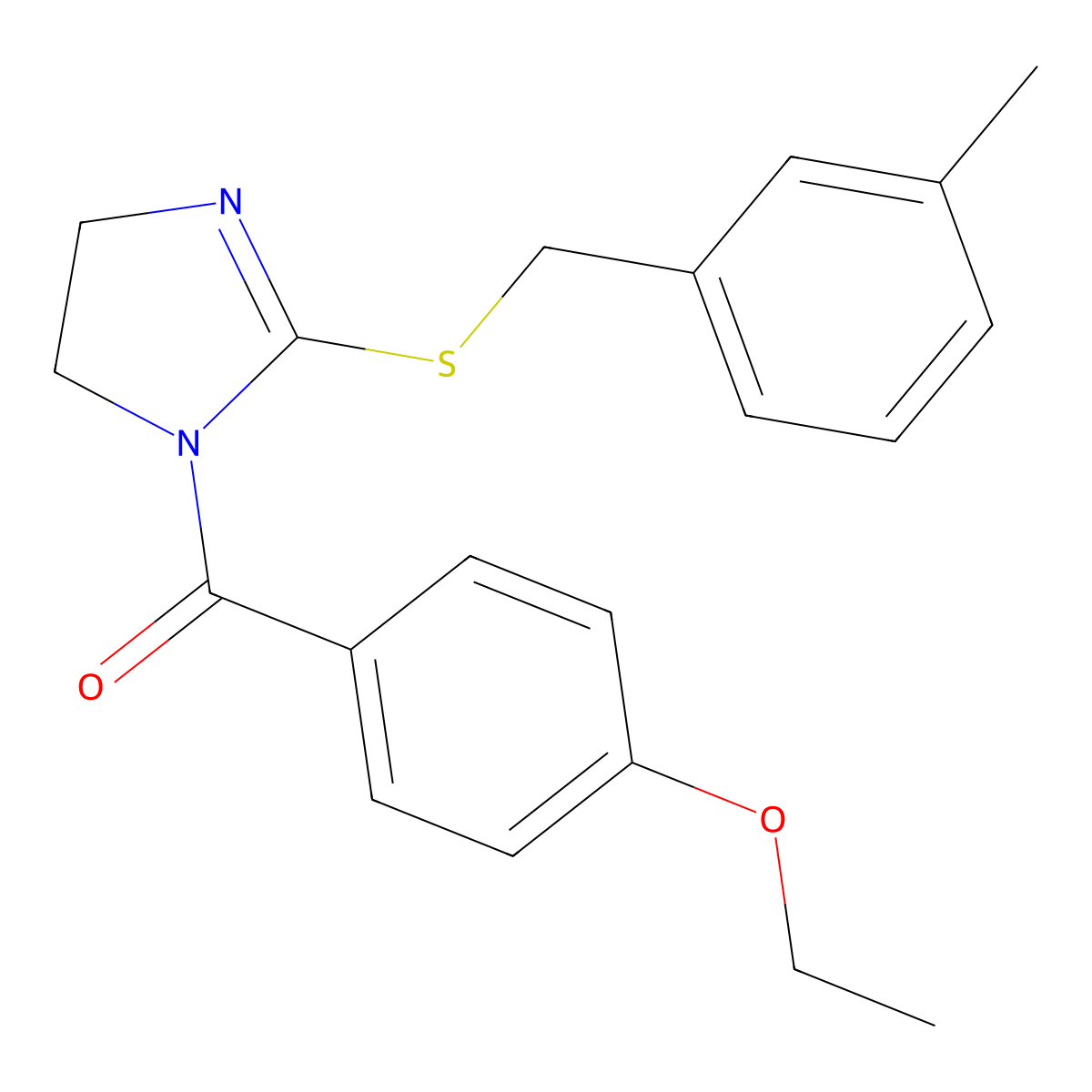 (4-ethoxyphenyl)(2-((3-methylbenzyl)thio)-4,5-dihydro-1H-imidazol-1-yl)methanone molecular structure, CAS 851803-27-5