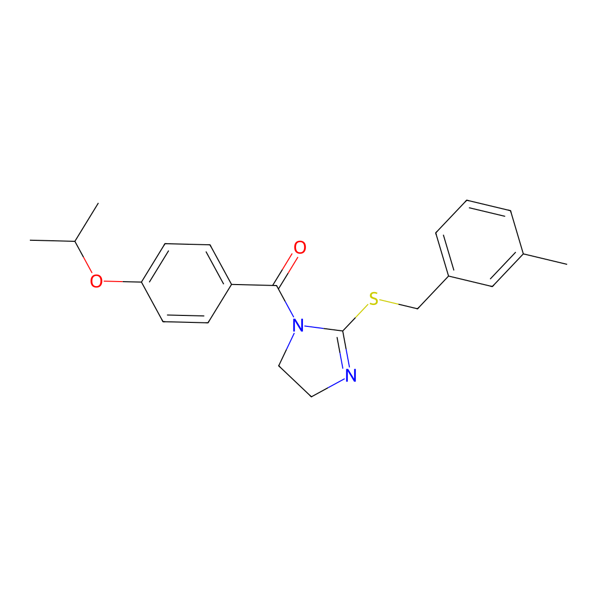 (4-isopropoxyphenyl)(2-((3-methylbenzyl)thio)-4,5-dihydro-1H-imidazol-1-yl)methanone molecular structure, CAS 851803-28-6
