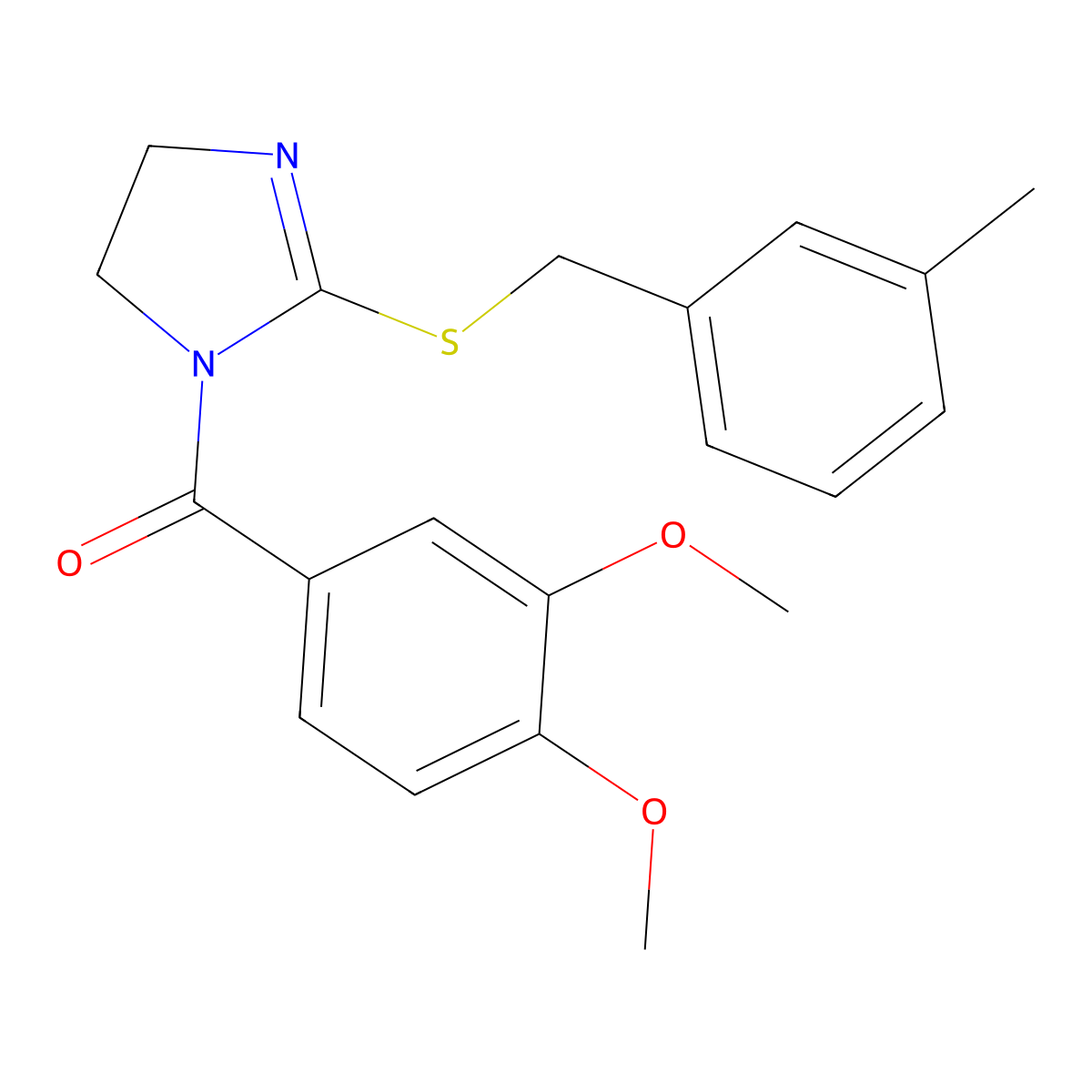 (3,4-dimethoxyphenyl)(2-((3-methylbenzyl)thio)-4,5-dihydro-1H-imidazol-1-yl)methanone molecular structure, CAS 851803-30-0