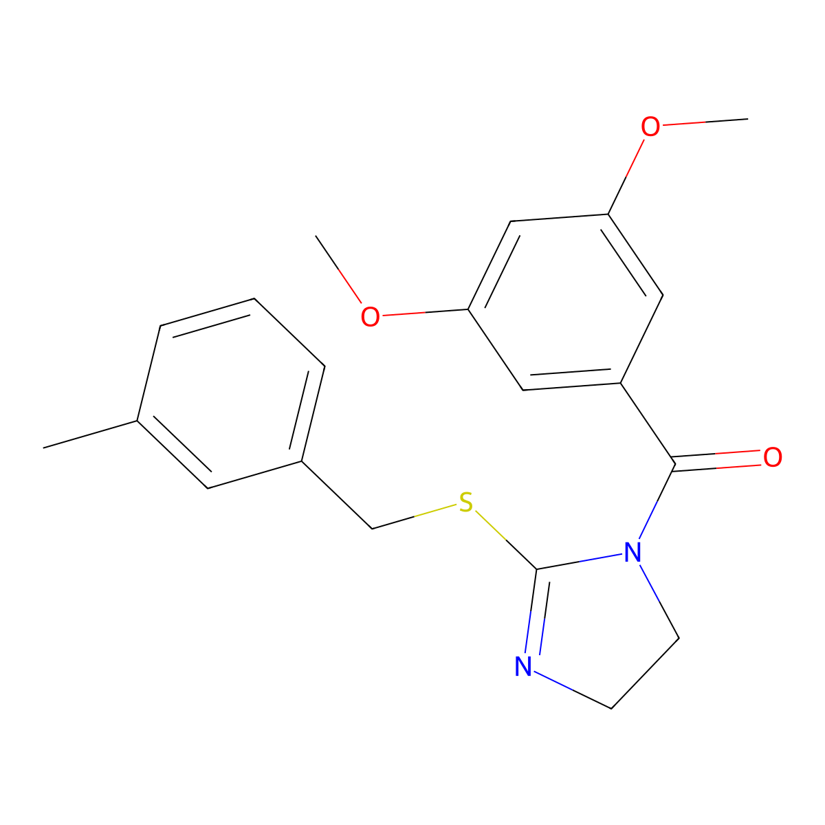 (3,5-dimethoxyphenyl)(2-((3-methylbenzyl)thio)-4,5-dihydro-1H-imidazol-1-yl)methanone molecular structure, CAS 851803-32-2