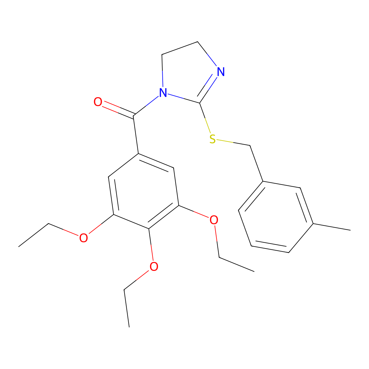 [2-[(3-Methylphenyl)methylsulfanyl]-4,5-dihydroimidazol-1-yl]-(3,4,5-triethoxyphenyl)methanone molecular structure, CAS 851803-36-6