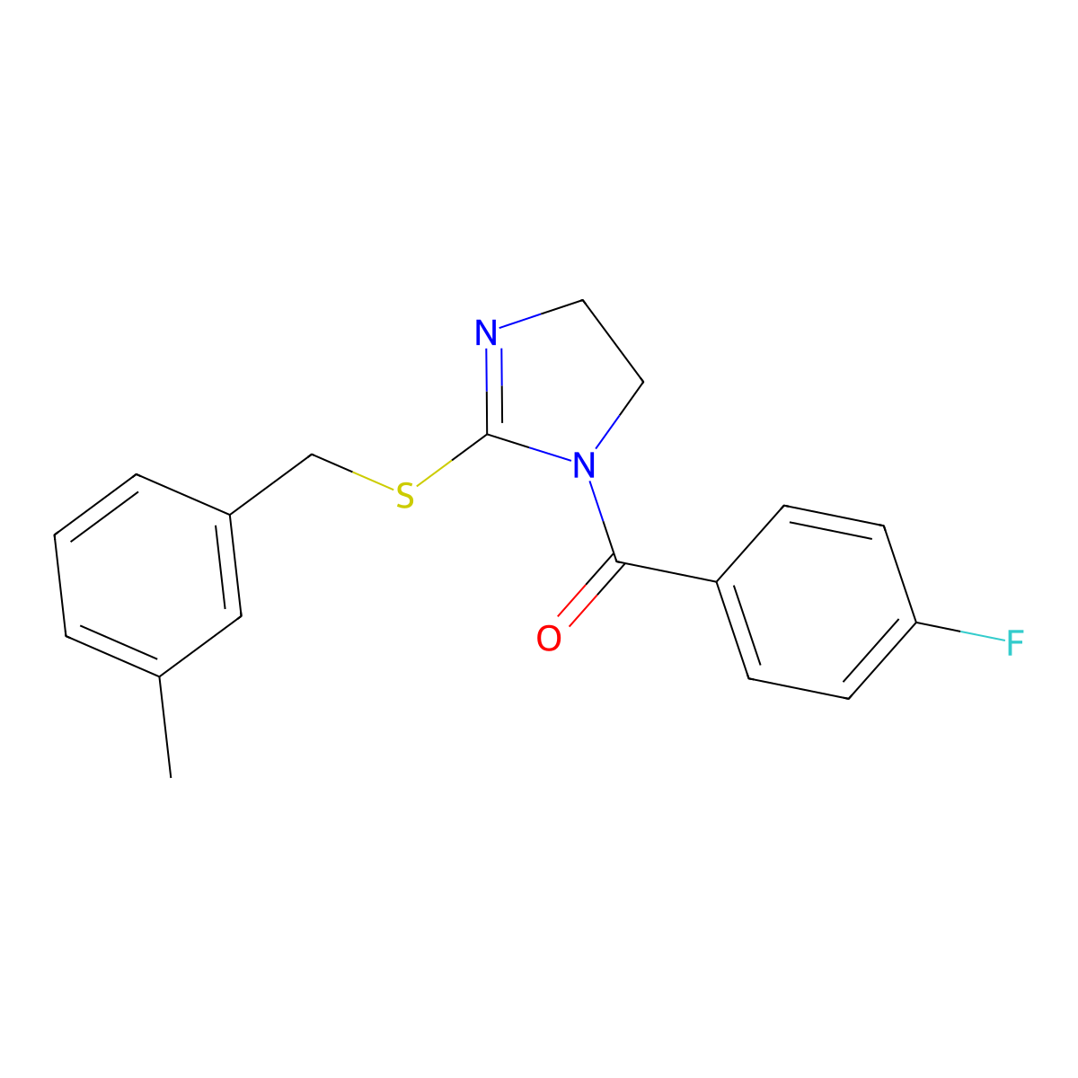 (4-fluorophenyl)(2-((3-methylbenzyl)thio)-4,5-dihydro-1H-imidazol-1-yl)methanone molecular structure, CAS 851803-39-9