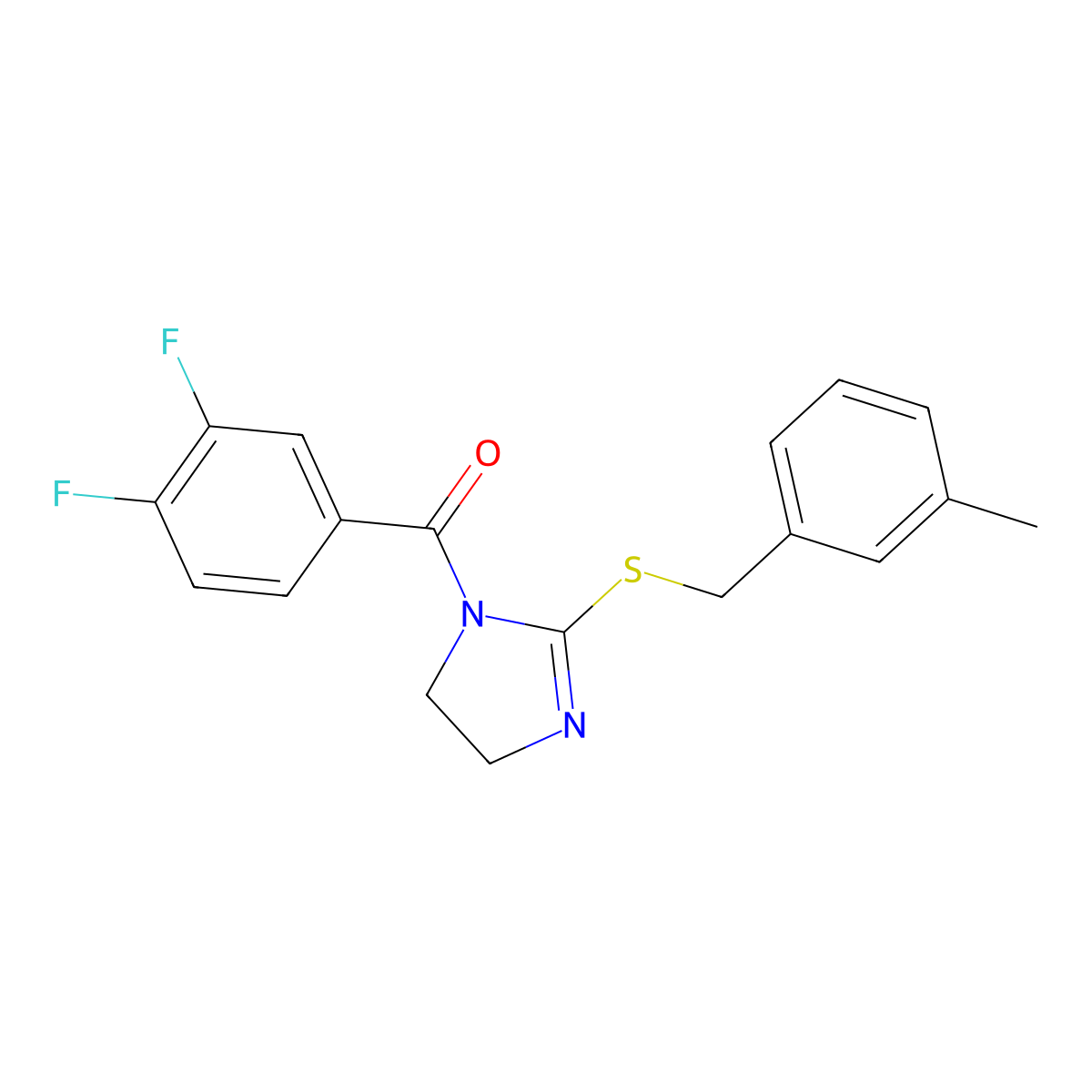 (3,4-difluorophenyl)(2-((3-methylbenzyl)thio)-4,5-dihydro-1H-imidazol-1-yl)methanone molecular structure, CAS 851803-47-9