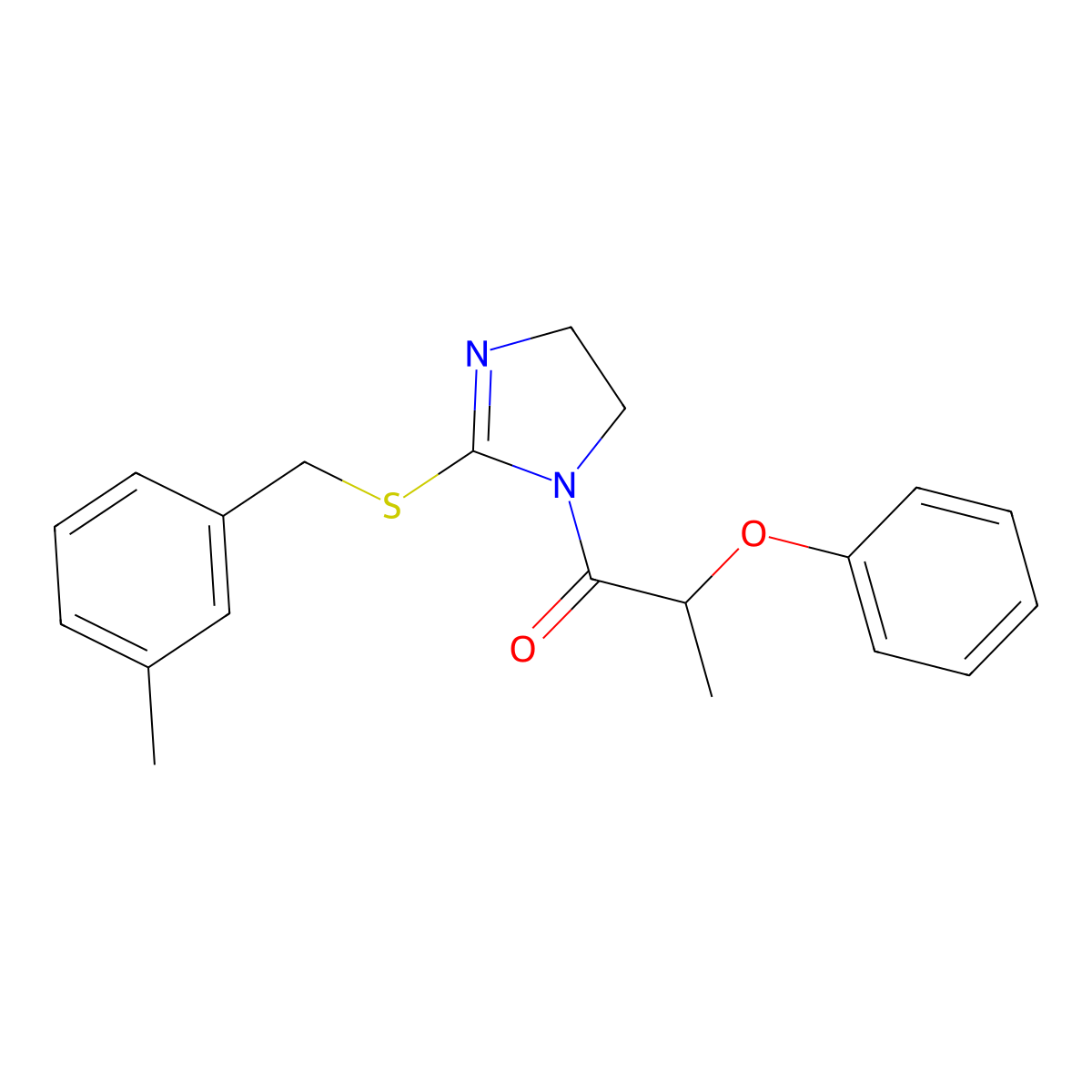 1-(2-((3-methylbenzyl)thio)-4,5-dihydro-1H-imidazol-1-yl)-2-phenoxypropan-1-one molecular structure, CAS 851803-59-3