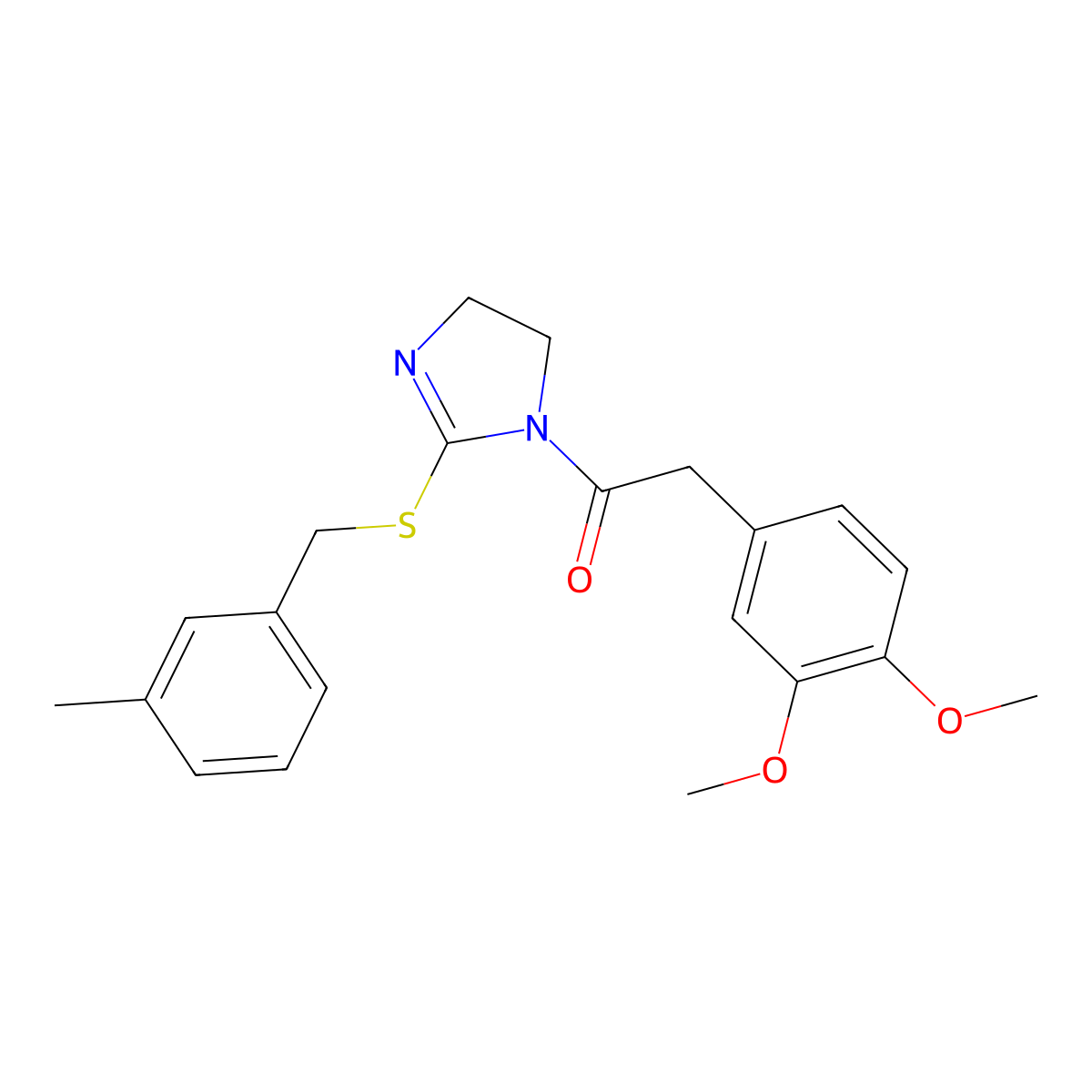 2-(3,4-dimethoxyphenyl)-1-(2-((3-methylbenzyl)thio)-4,5-dihydro-1H-imidazol-1-yl)ethanone molecular structure, CAS 851803-65-1