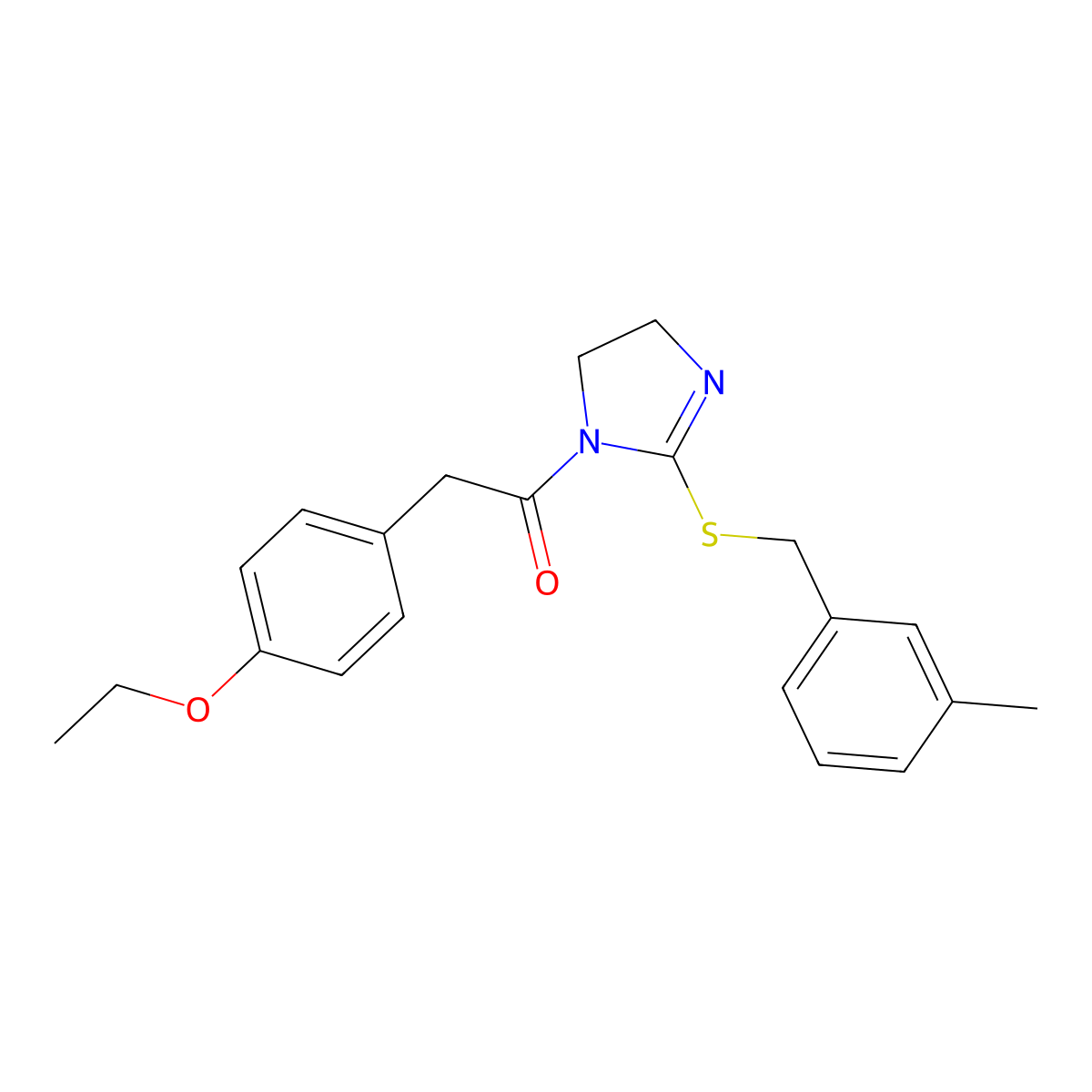 2-(4-ethoxyphenyl)-1-(2-((3-methylbenzyl)thio)-4,5-dihydro-1H-imidazol-1-yl)ethanone molecular structure, CAS 851803-66-2