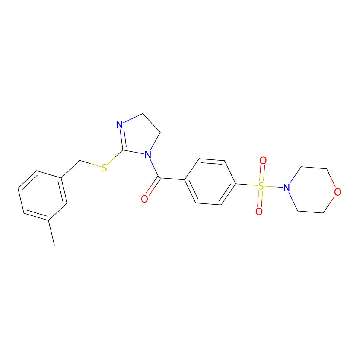 (2-((3-methylbenzyl)thio)-4,5-dihydro-1H-imidazol-1-yl)(4-(morpholinosulfonyl)phenyl)methanone molecular structure, CAS 851803-74-2