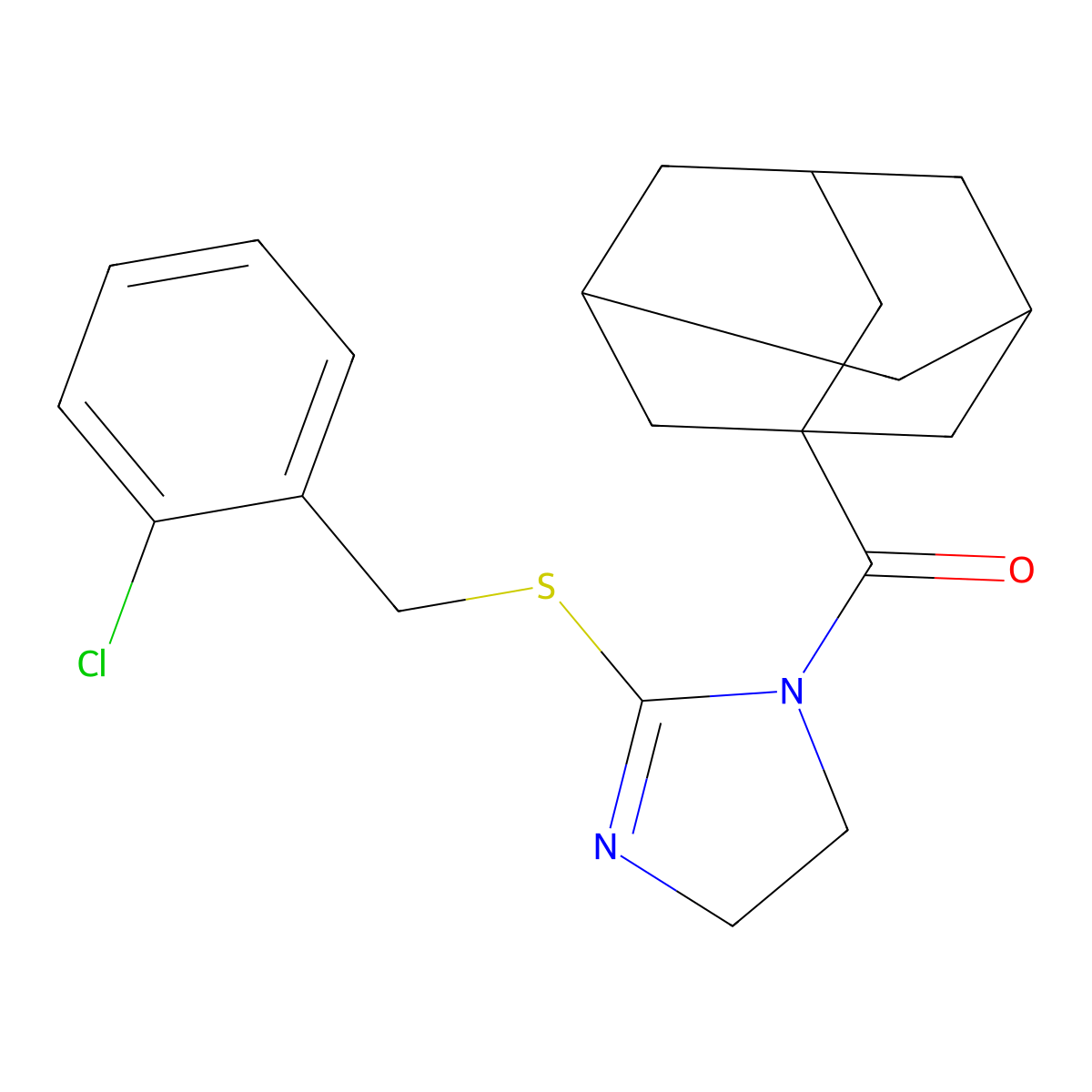 1-Adamantyl-[2-[(2-chlorophenyl)methylsulfanyl]-4,5-dihydroimidazol-1-yl]methanone molecular structure, CAS 851803-84-4