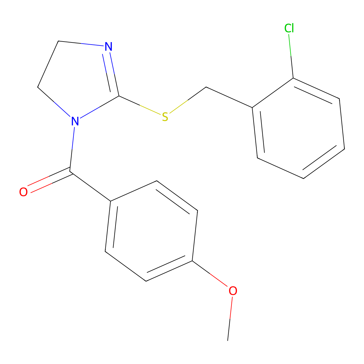 [2-[(2-Chlorophenyl)methylsulfanyl]-4,5-dihydroimidazol-1-yl]-(4-methoxyphenyl)methanone molecular structure, CAS 851803-91-3