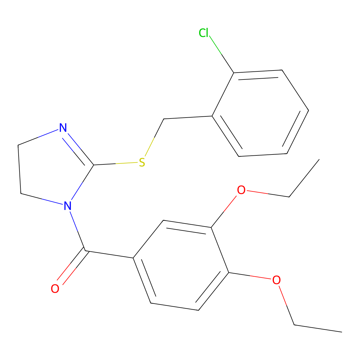 [2-[(2-Chlorophenyl)methylsulfanyl]-4,5-dihydroimidazol-1-yl]-(3,4-diethoxyphenyl)methanone molecular structure, CAS 851803-98-0