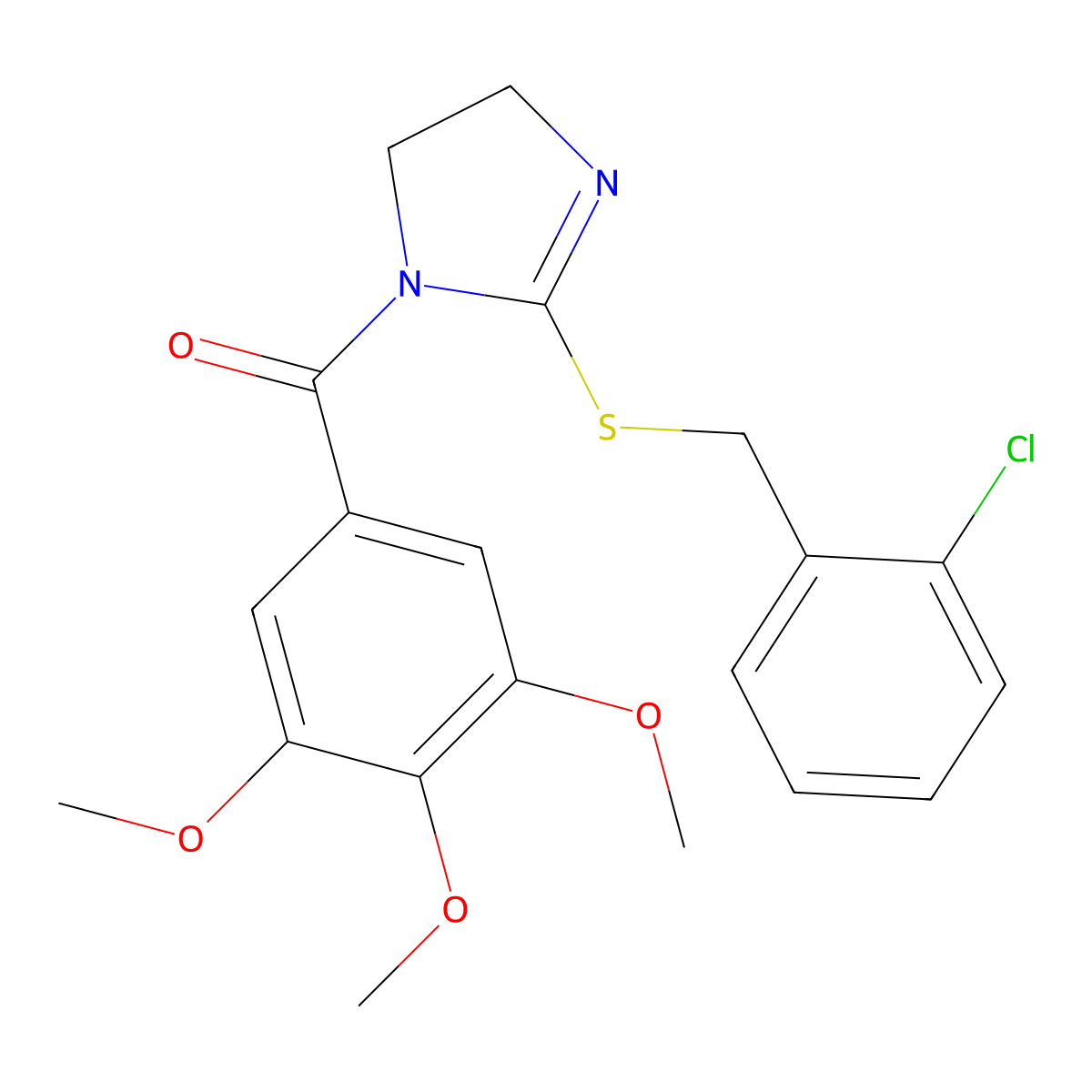 [2-[(2-Chlorophenyl)methylsulfanyl]-4,5-dihydroimidazol-1-yl]-(3,4,5-trimethoxyphenyl)methanone molecular structure, CAS 851803-99-1