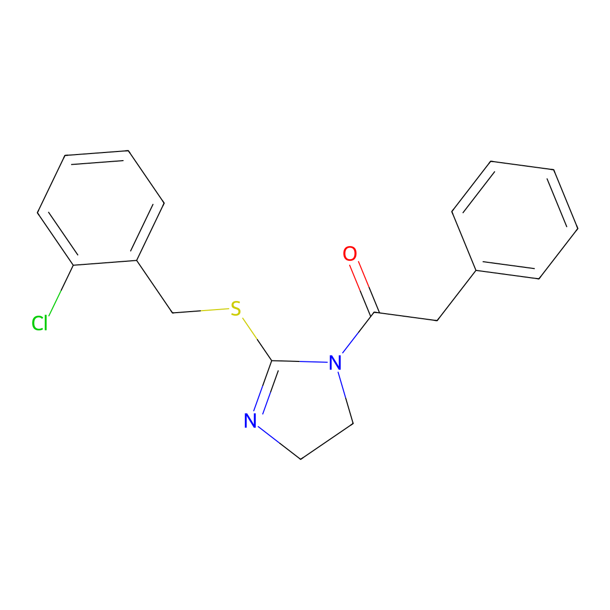 1-(2-((2-chlorobenzyl)thio)-4,5-dihydro-1H-imidazol-1-yl)-2-phenylethanone molecular structure, CAS 851804-07-4