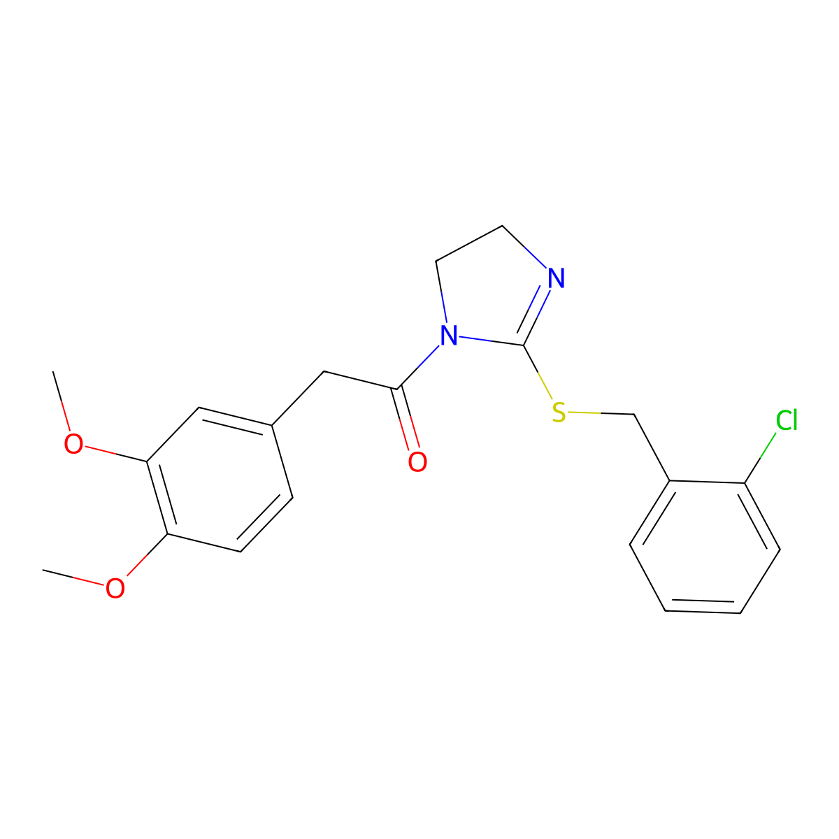1-(2-((2-chlorobenzyl)thio)-4,5-dihydro-1H-imidazol-1-yl)-2-(3,4-dimethoxyphenyl)ethanone molecular structure, CAS 851804-09-6