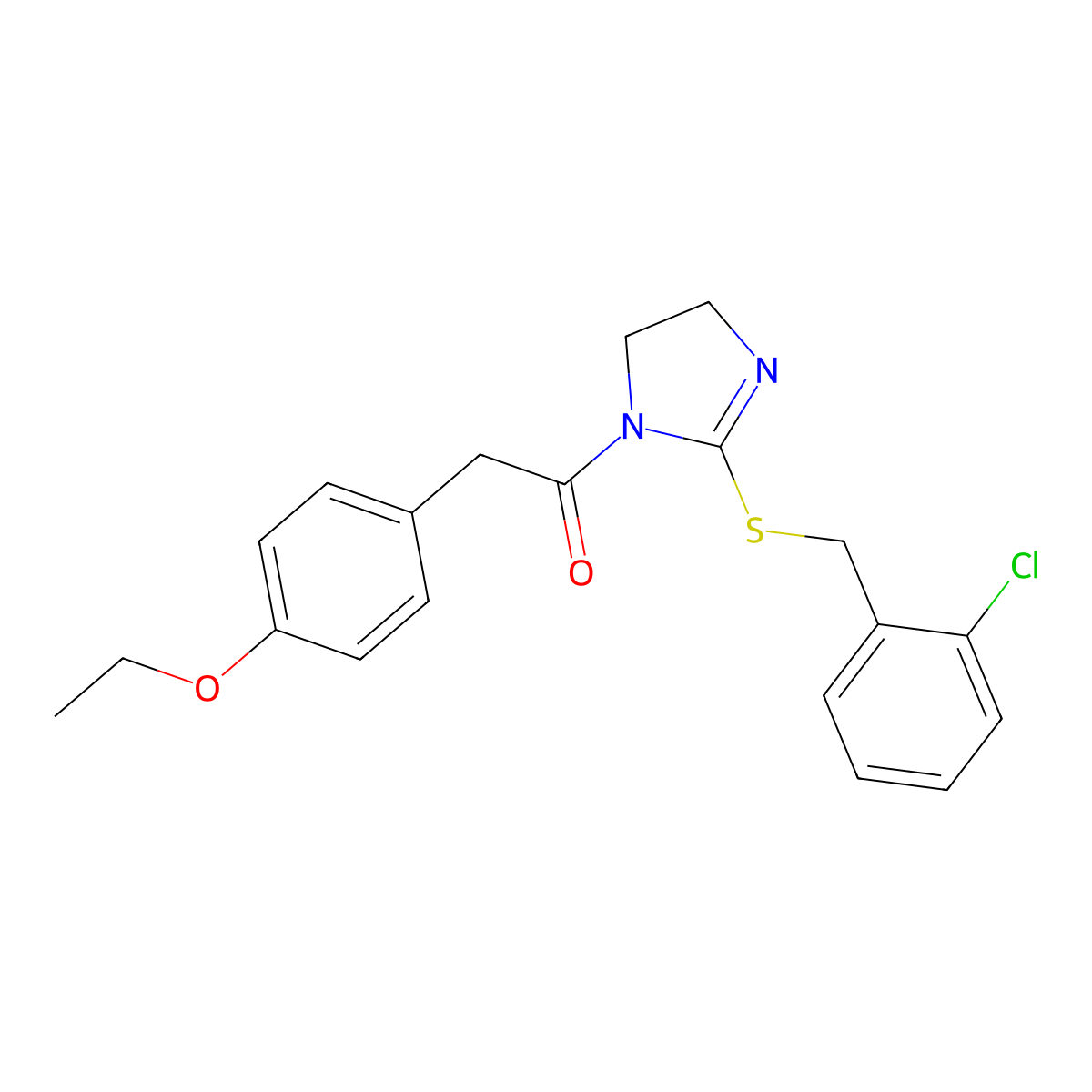 1-(2-((2-chlorobenzyl)thio)-4,5-dihydro-1H-imidazol-1-yl)-2-(4-ethoxyphenyl)ethanone molecular structure, CAS 851804-10-9