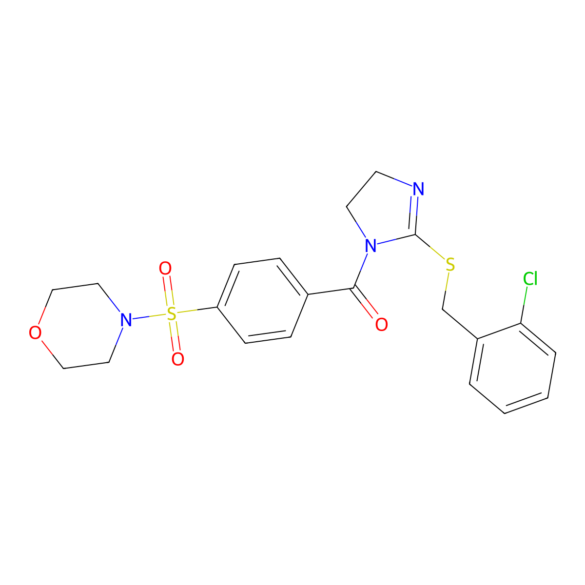 (2-((2-chlorobenzyl)thio)-4,5-dihydro-1H-imidazol-1-yl)(4-(morpholinosulfonyl)phenyl)methanone molecular structure, CAS 851804-18-7