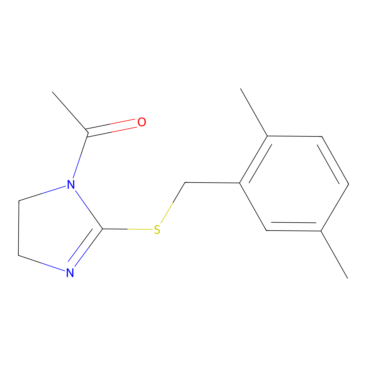 1-[2-[(2,5-Dimethylphenyl)methylsulfanyl]-4,5-dihydroimidazol-1-yl]ethanone molecular structure, CAS 851804-22-3