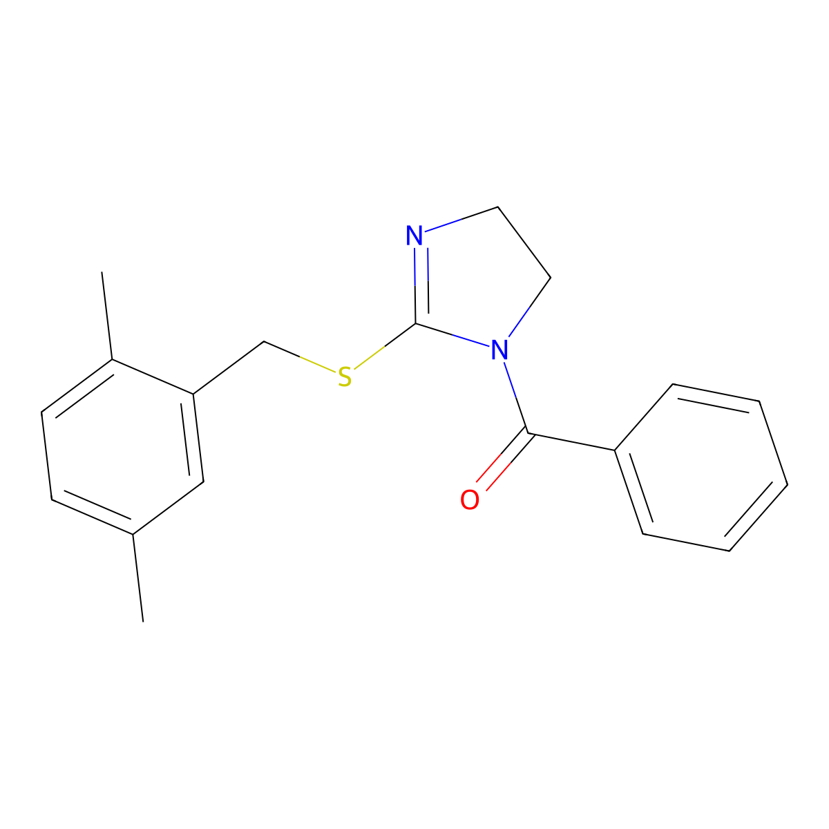 (2-((2,5-dimethylbenzyl)thio)-4,5-dihydro-1H-imidazol-1-yl)(phenyl)methanone molecular structure, CAS 851804-28-9