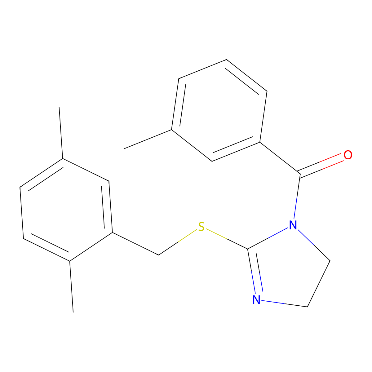 (2-((2,5-dimethylbenzyl)thio)-4,5-dihydro-1H-imidazol-1-yl)(m-tolyl)methanone molecular structure, CAS 851804-30-3