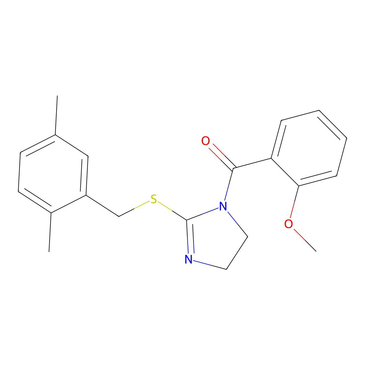 (2-((2,5-dimethylbenzyl)thio)-4,5-dihydro-1H-imidazol-1-yl)(2-methoxyphenyl)methanone molecular structure, CAS 851804-32-5