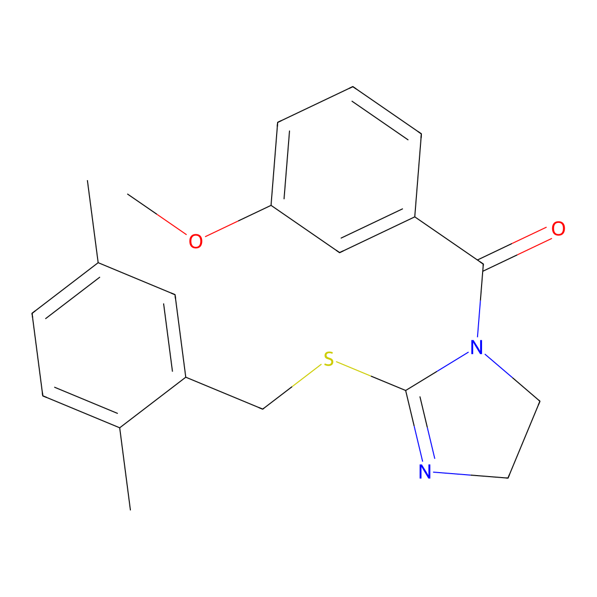 (2-((2,5-dimethylbenzyl)thio)-4,5-dihydro-1H-imidazol-1-yl)(3-methoxyphenyl)methanone molecular structure, CAS 851804-33-6