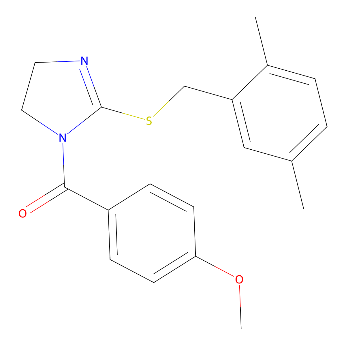 (2-((2,5-dimethylbenzyl)thio)-4,5-dihydro-1H-imidazol-1-yl)(4-methoxyphenyl)methanone molecular structure, CAS 851804-34-7