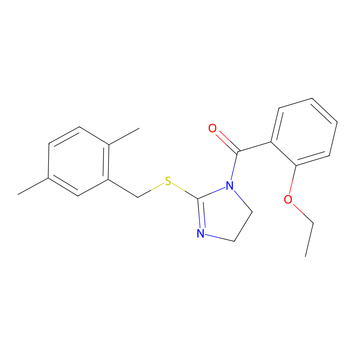 (2-((2,5-dimethylbenzyl)thio)-4,5-dihydro-1H-imidazol-1-yl)(2-ethoxyphenyl)methanone molecular structure, CAS 851804-35-8