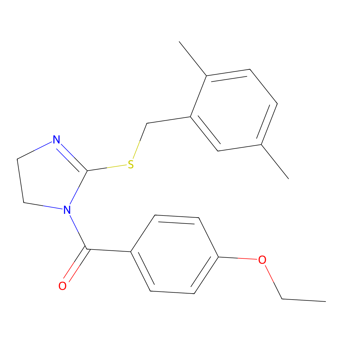 (2-((2,5-dimethylbenzyl)thio)-4,5-dihydro-1H-imidazol-1-yl)(4-ethoxyphenyl)methanone molecular structure, CAS 851804-36-9
