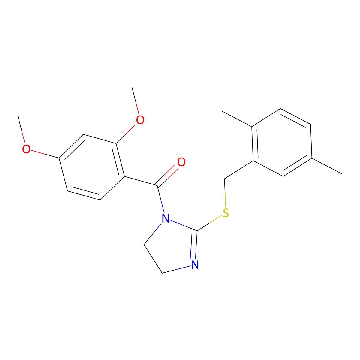 (2,4-dimethoxyphenyl)(2-((2,5-dimethylbenzyl)thio)-4,5-dihydro-1H-imidazol-1-yl)methanone molecular structure, CAS 851804-37-0