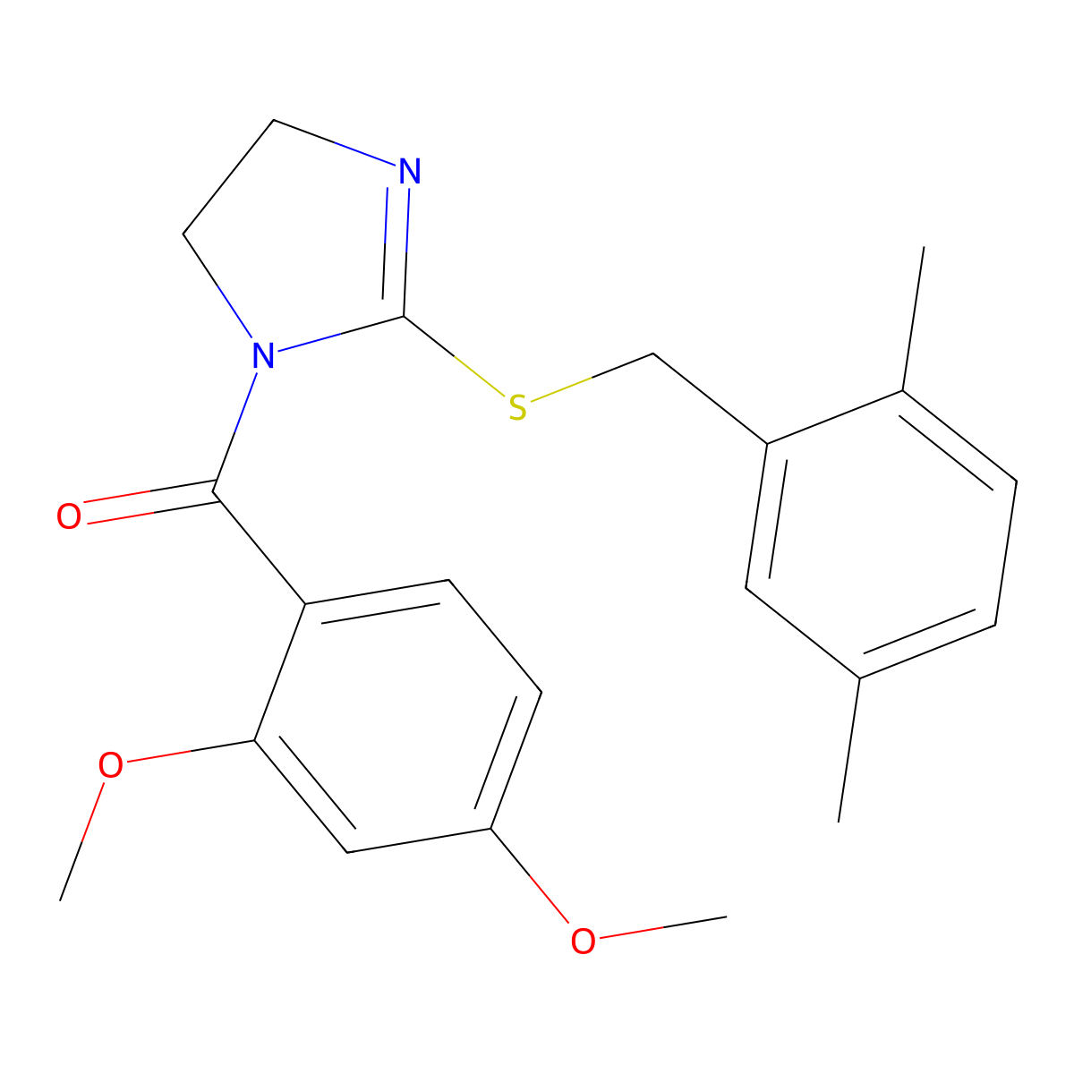 (2,4-dimethoxyphenyl)(2-((2,5-dimethylbenzyl)thio)-4,5-dihydro-1H-imidazol-1-yl)methanone molecular structure, CAS 851804-37-0