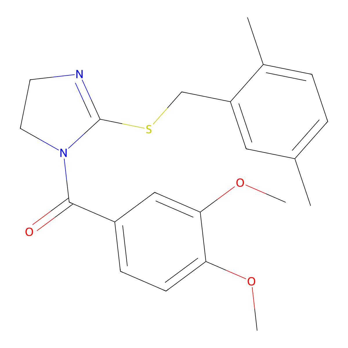 (3,4-Dimethoxyphenyl)-[2-[(2,5-dimethylphenyl)methylsulfanyl]-4,5-dihydroimidazol-1-yl]methanone molecular structure, CAS 851804-38-1