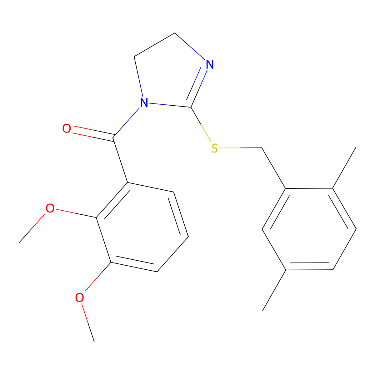 (2,3-dimethoxyphenyl)(2-((2,5-dimethylbenzyl)thio)-4,5-dihydro-1H-imidazol-1-yl)methanone molecular structure, CAS 851804-39-2