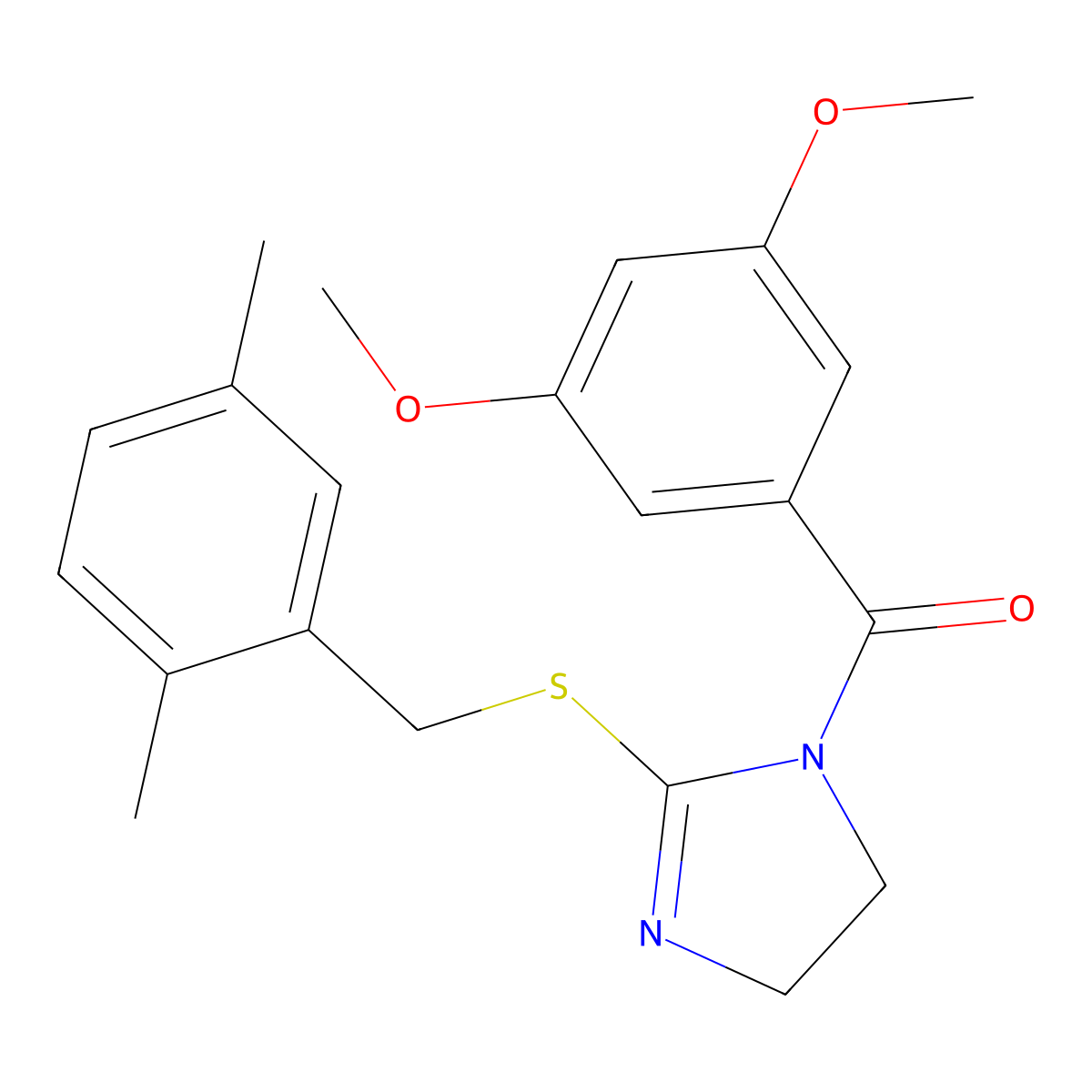 (3,5-dimethoxyphenyl)(2-((2,5-dimethylbenzyl)thio)-4,5-dihydro-1H-imidazol-1-yl)methanone molecular structure, CAS 851804-40-5
