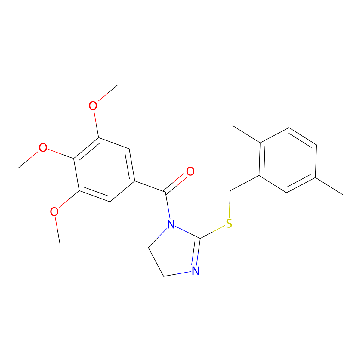[2-[(2,5-Dimethylphenyl)methylsulfanyl]-4,5-dihydroimidazol-1-yl]-(3,4,5-trimethoxyphenyl)methanone molecular structure, CAS 851804-43-8