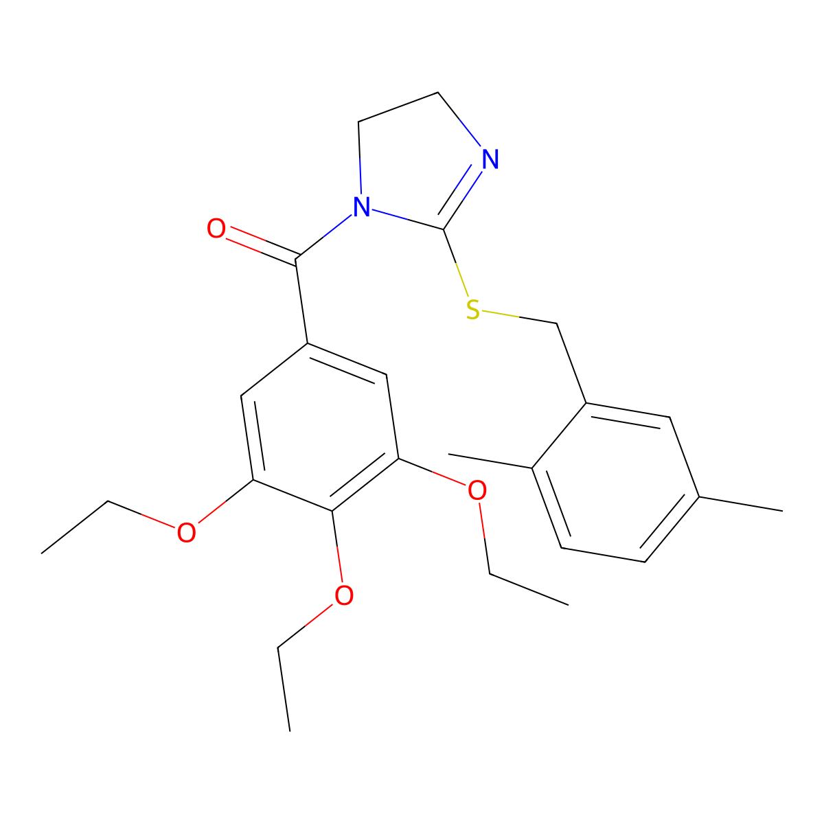[2-[(2,5-Dimethylphenyl)methylsulfanyl]-4,5-dihydroimidazol-1-yl]-(3,4,5-triethoxyphenyl)methanone molecular structure, CAS 851804-44-9