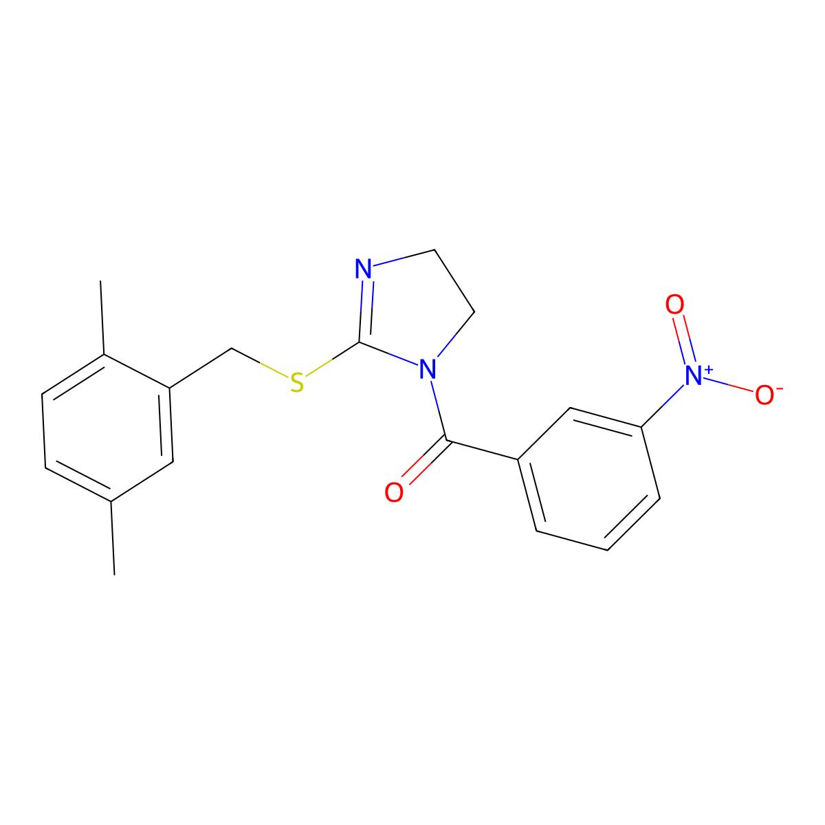 (2-((2,5-dimethylbenzyl)thio)-4,5-dihydro-1H-imidazol-1-yl)(3-nitrophenyl)methanone molecular structure, CAS 851804-51-8