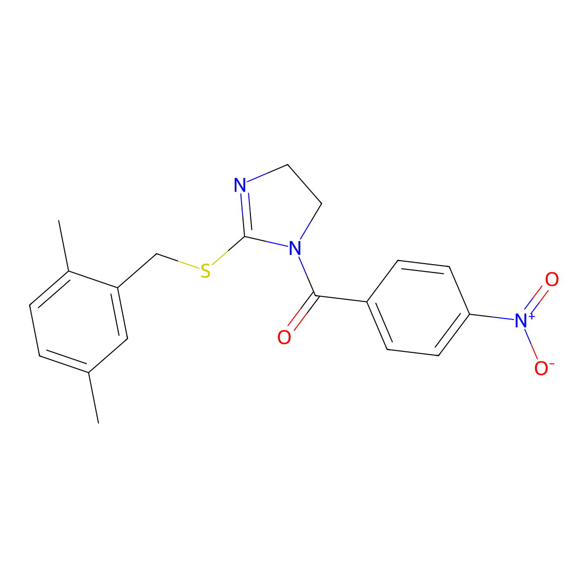(2-((2,5-dimethylbenzyl)thio)-4,5-dihydro-1H-imidazol-1-yl)(4-nitrophenyl)methanone molecular structure, CAS 851804-52-9