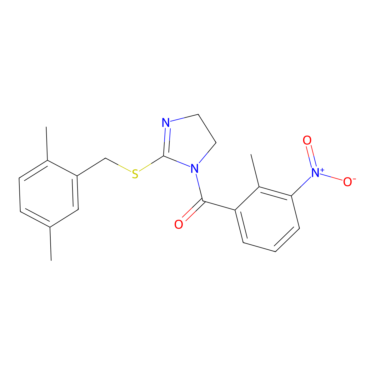 (2-((2,5-dimethylbenzyl)thio)-4,5-dihydro-1H-imidazol-1-yl)(2-methyl-3-nitrophenyl)methanone molecular structure, CAS 851804-53-0