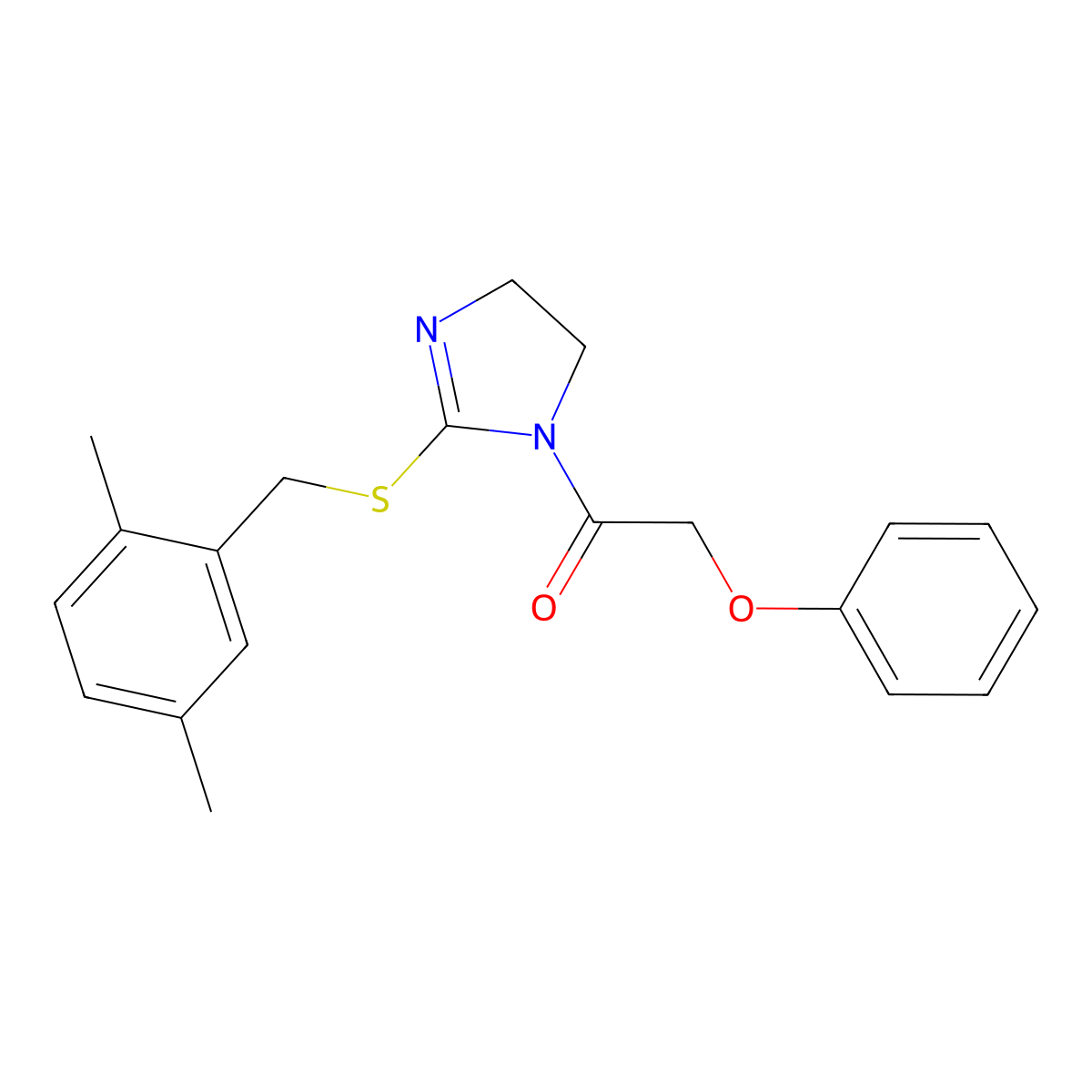 1-(2-((2,5-dimethylbenzyl)thio)-4,5-dihydro-1H-imidazol-1-yl)-2-phenoxyethanone molecular structure, CAS 851804-55-2