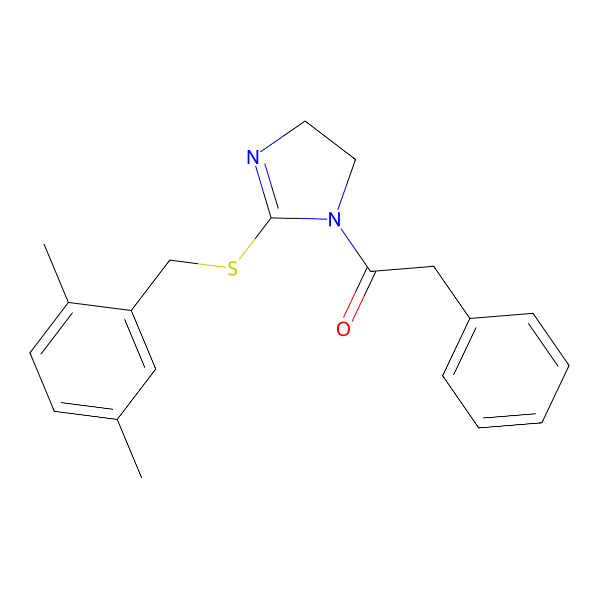1-[2-[(2,5-Dimethylphenyl)methylsulfanyl]-4,5-dihydroimidazol-1-yl]-2-phenylethanone molecular structure, CAS 851804-58-5
