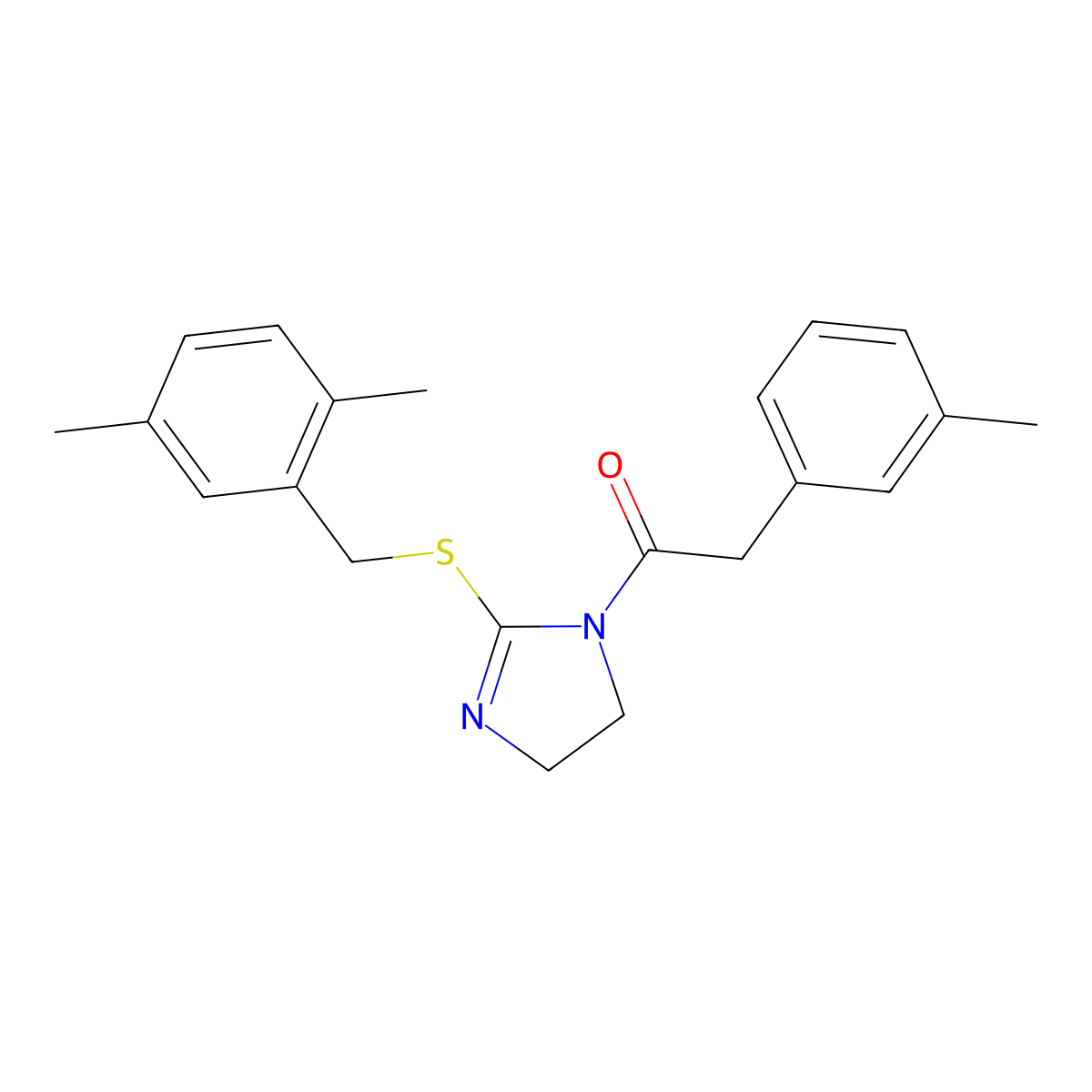 1-[2-[(2,5-Dimethylphenyl)methylsulfanyl]-4,5-dihydroimidazol-1-yl]-2-(3-methylphenyl)ethanone molecular structure, CAS 851804-64-3