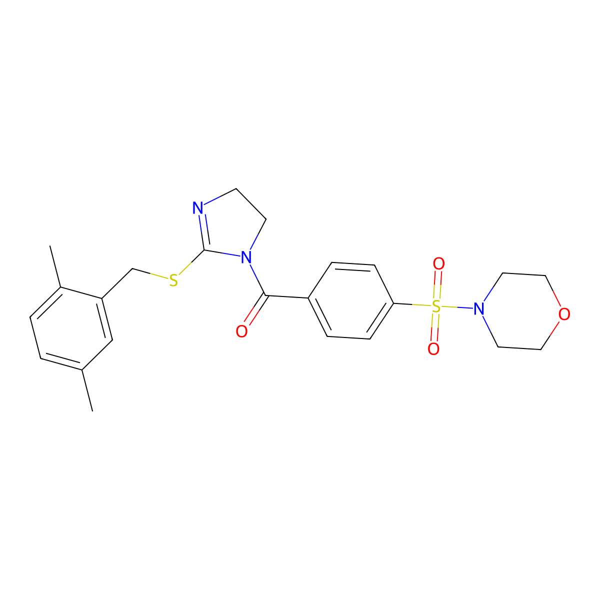(2-((2,5-dimethylbenzyl)thio)-4,5-dihydro-1H-imidazol-1-yl)(4-(morpholinosulfonyl)phenyl)methanone molecular structure, CAS 851804-70-1